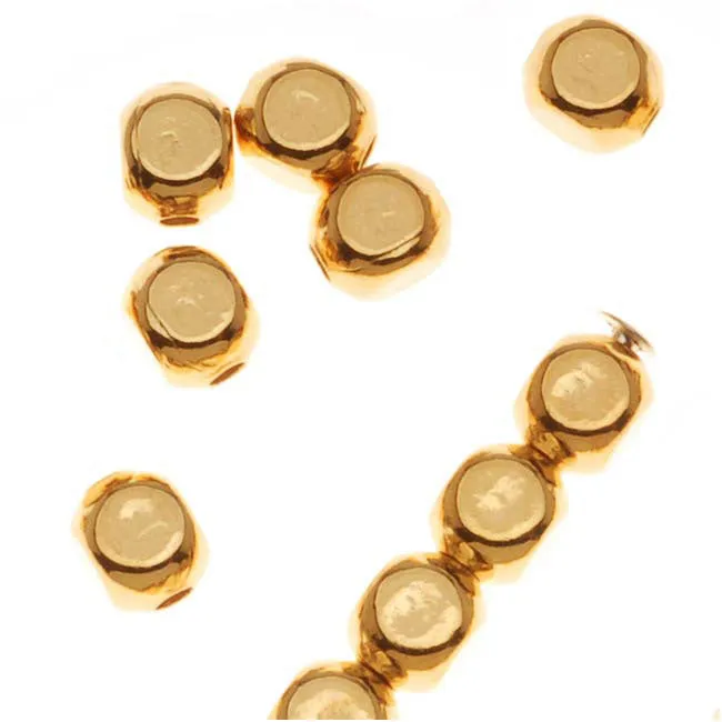 22K Gold Plated Square Rounded Beads 4mm (100 pcs)