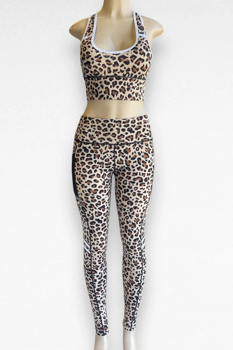 3 Piece Leopard Print Activewear Set