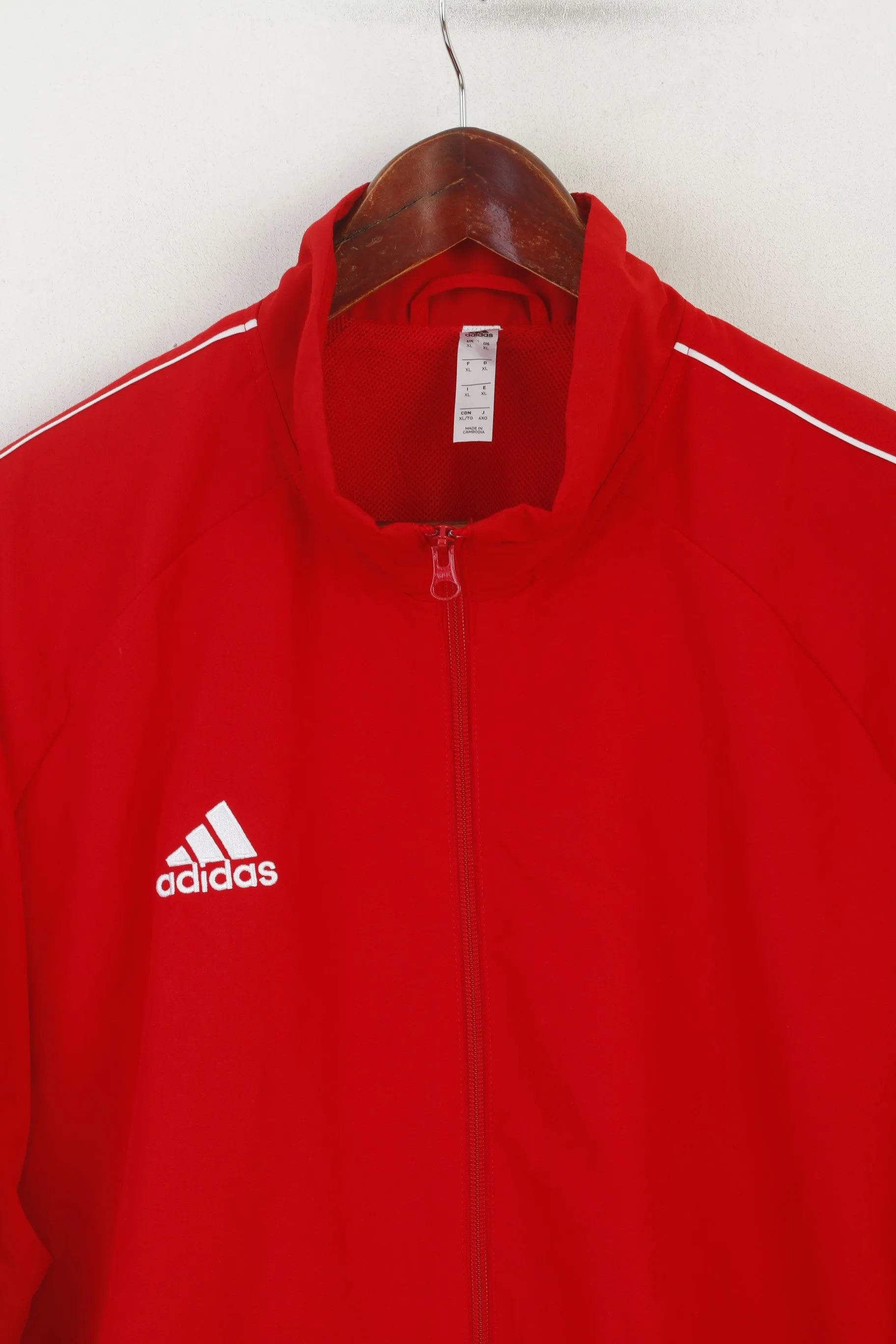 Adidas Men XL Jacket Red Bomber Full Zipper Activewear Vintake Track Top