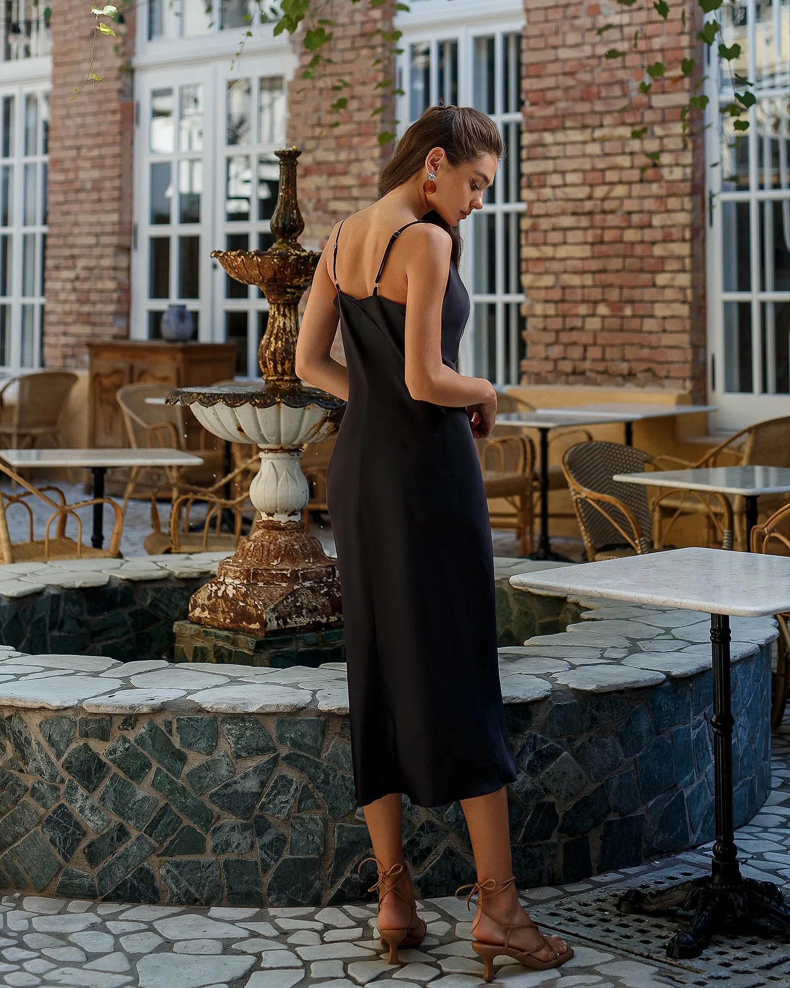 Alexa Black Silk Slip Dress