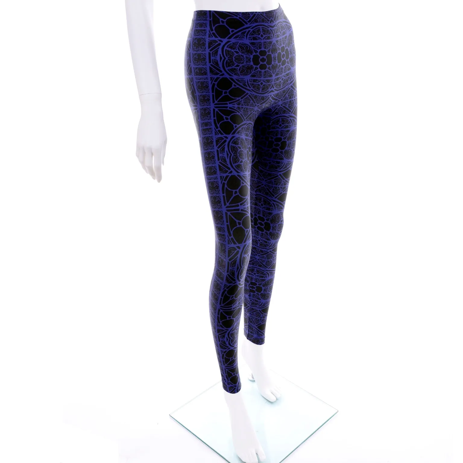 Alexander McQueen Deadstock Blue & Black Abstract Print Leggings