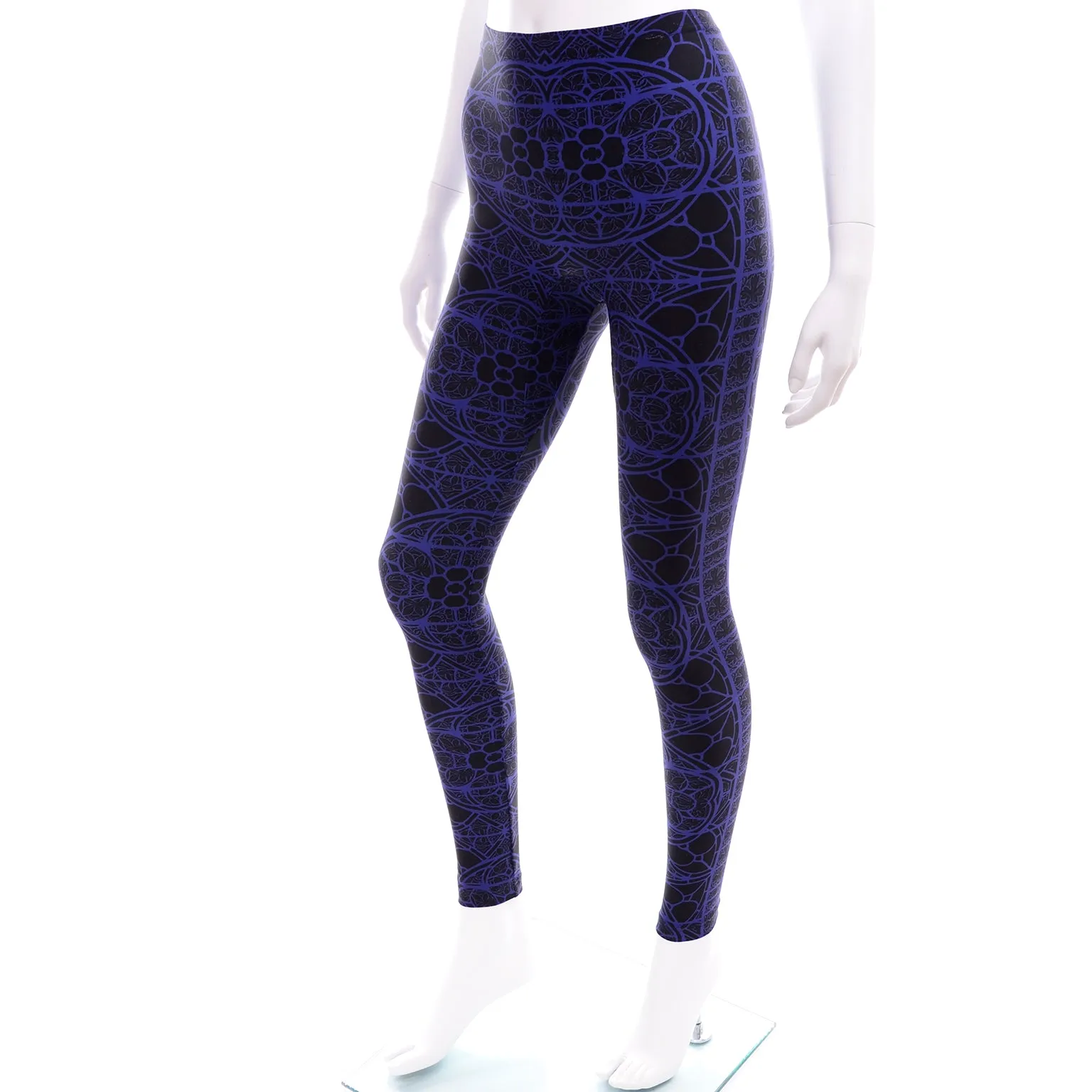 Alexander McQueen Deadstock Blue & Black Abstract Print Leggings