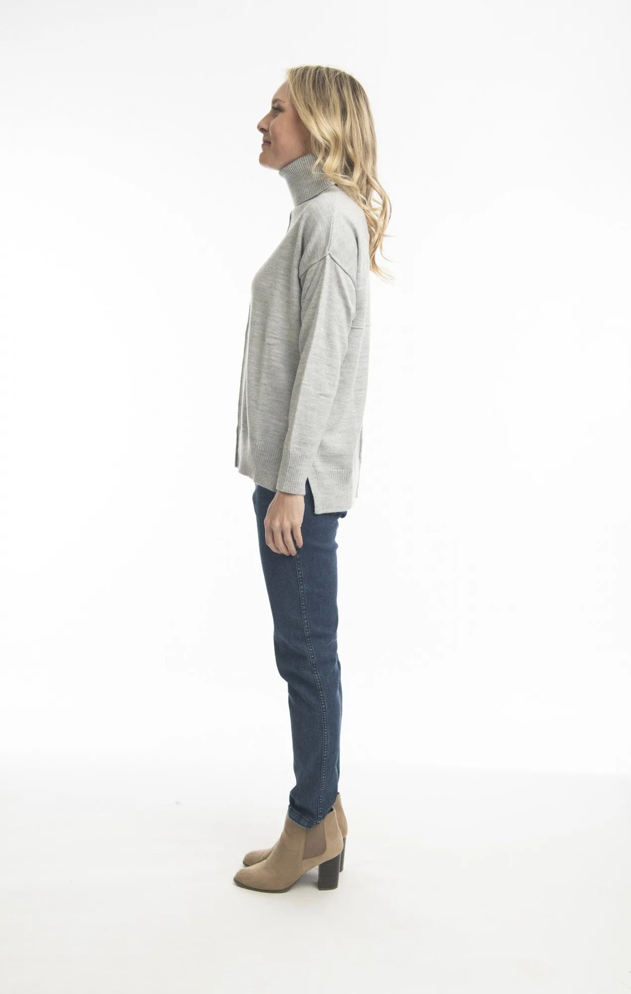 Alpaca Cowl Neck Jumper - Grey