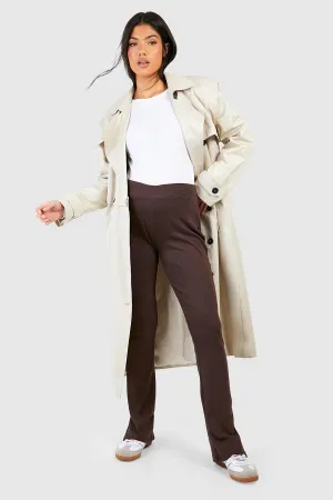 BH Maternity Rib Split Hem Leggings-2343-Brown