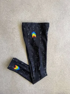 Black Herringbone Girls Leggings