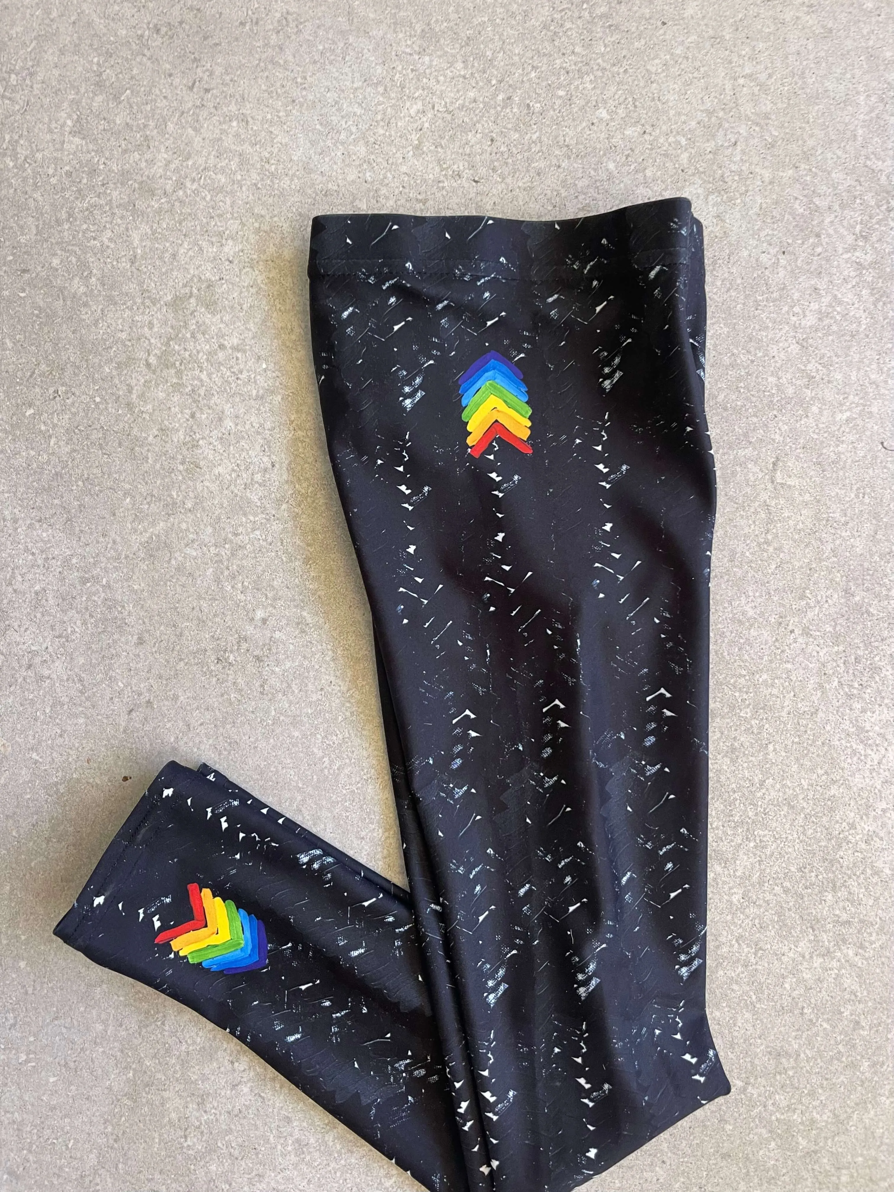 Black Herringbone Girls Leggings
