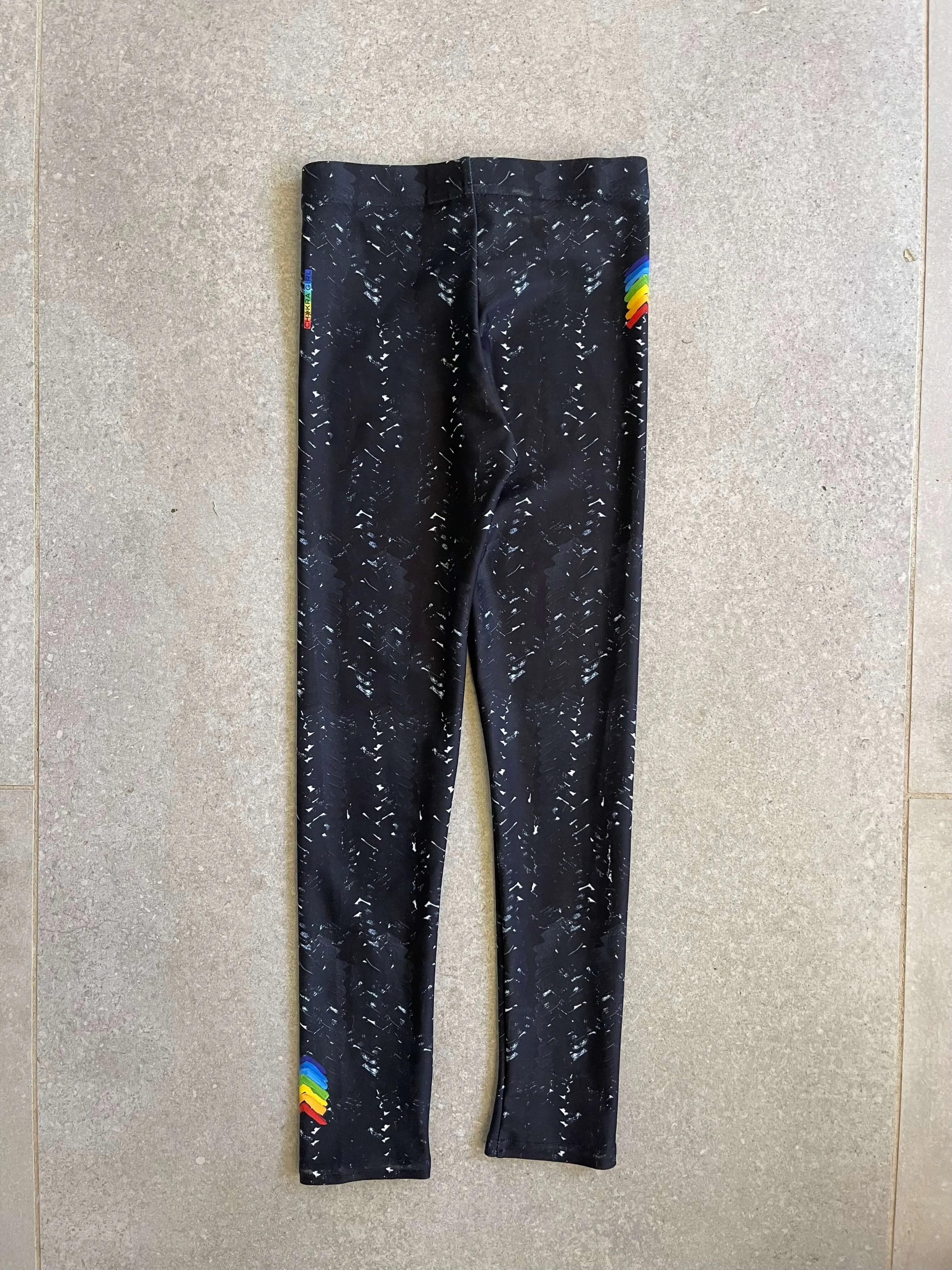 Black Herringbone Girls Leggings