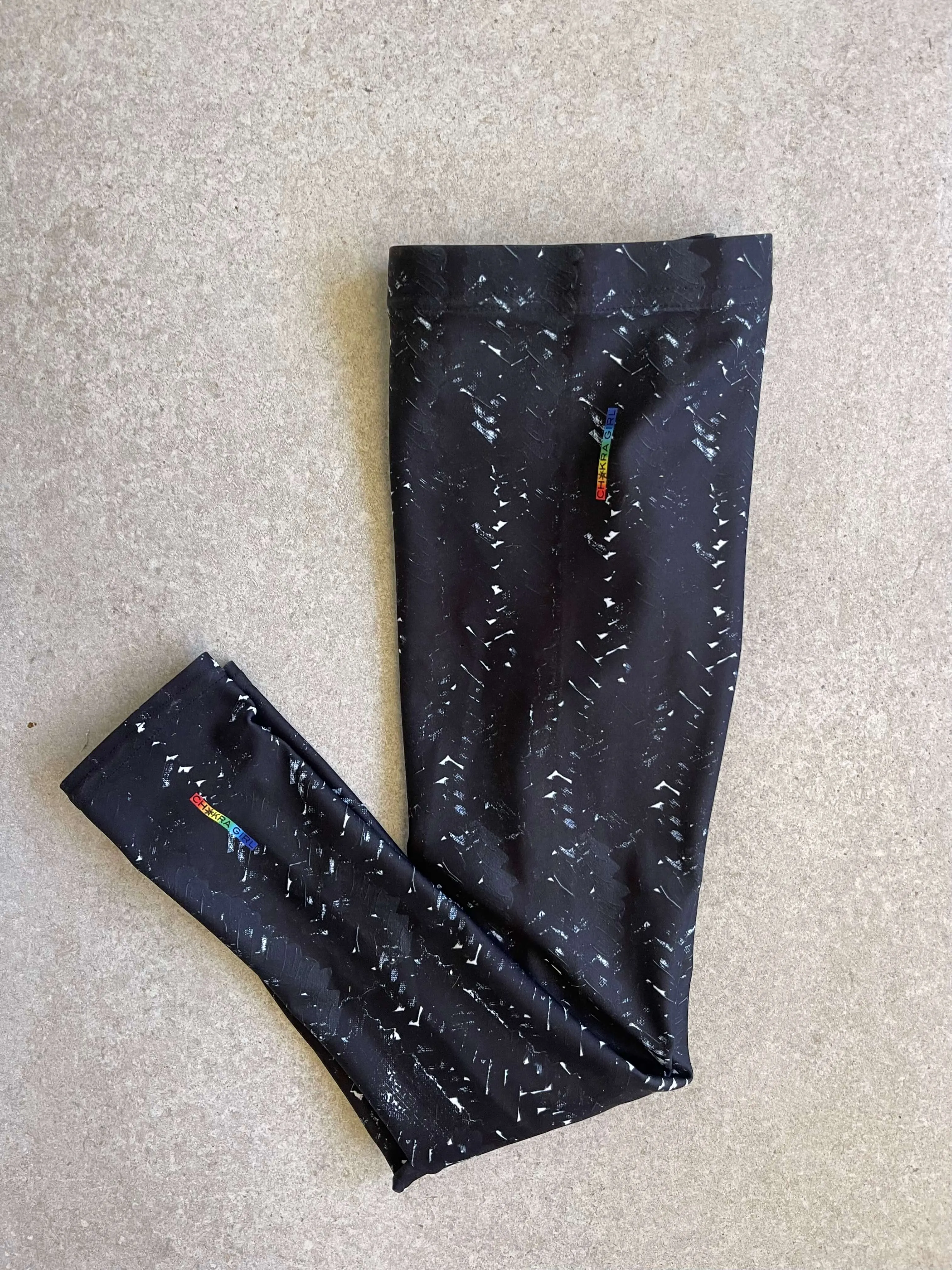 Black Herringbone Girls Leggings