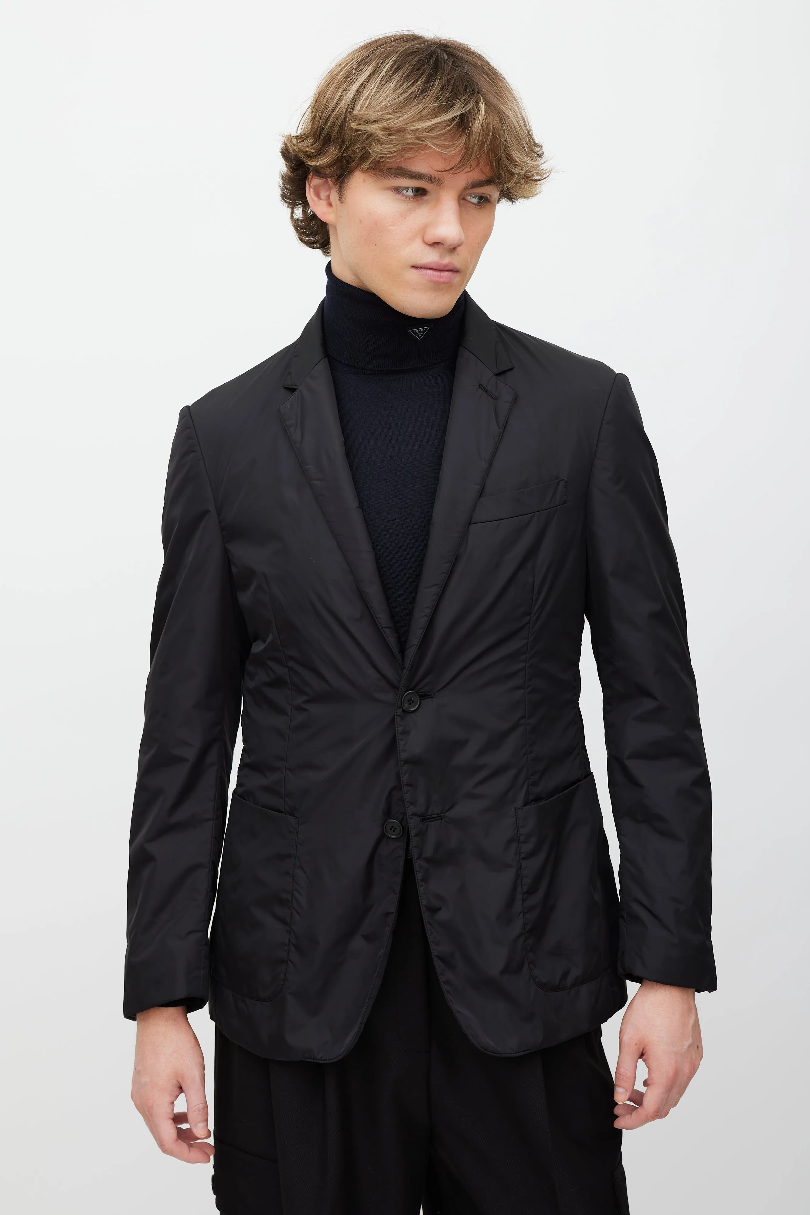 Black Nylon Padded Blazer