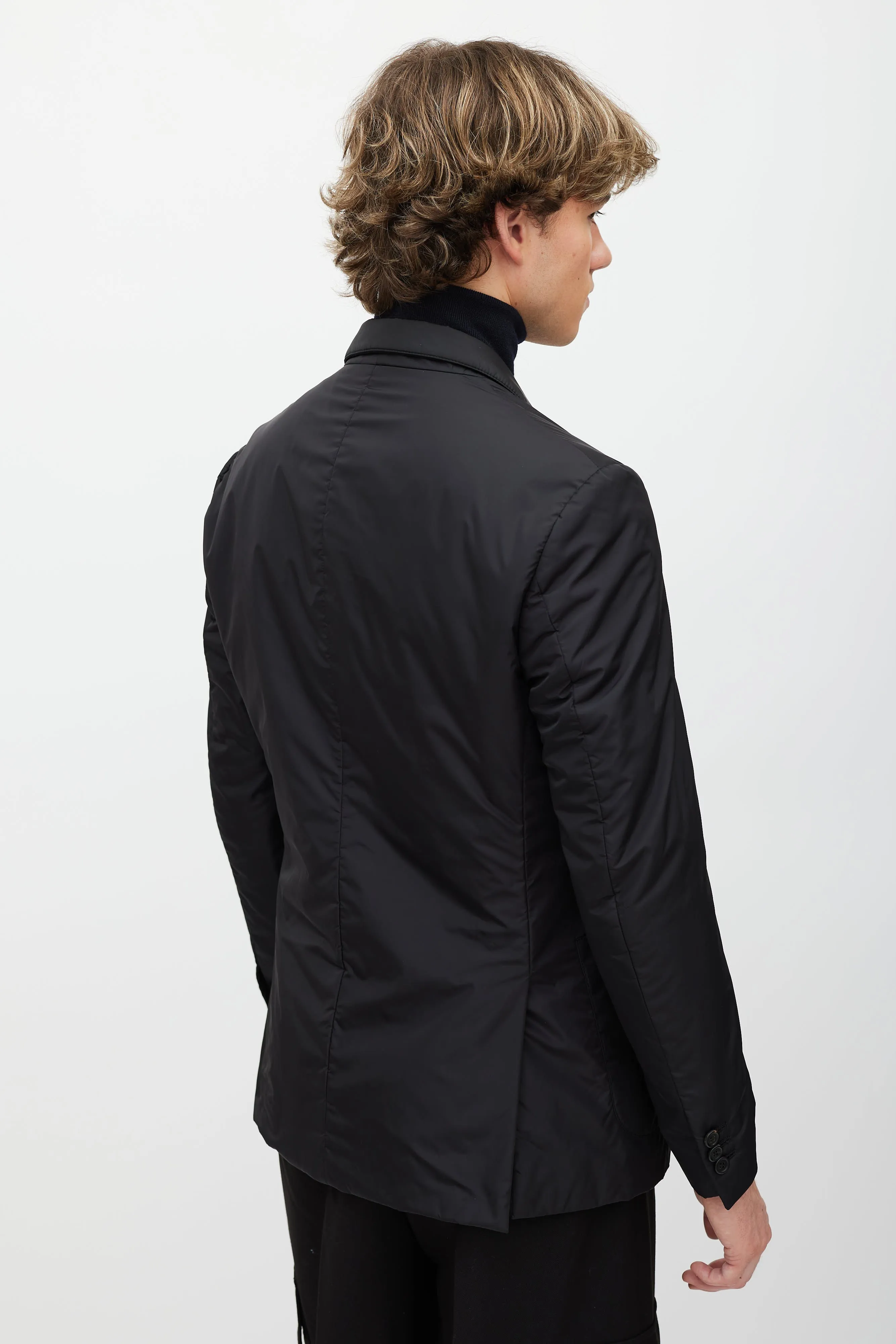 Black Nylon Padded Blazer