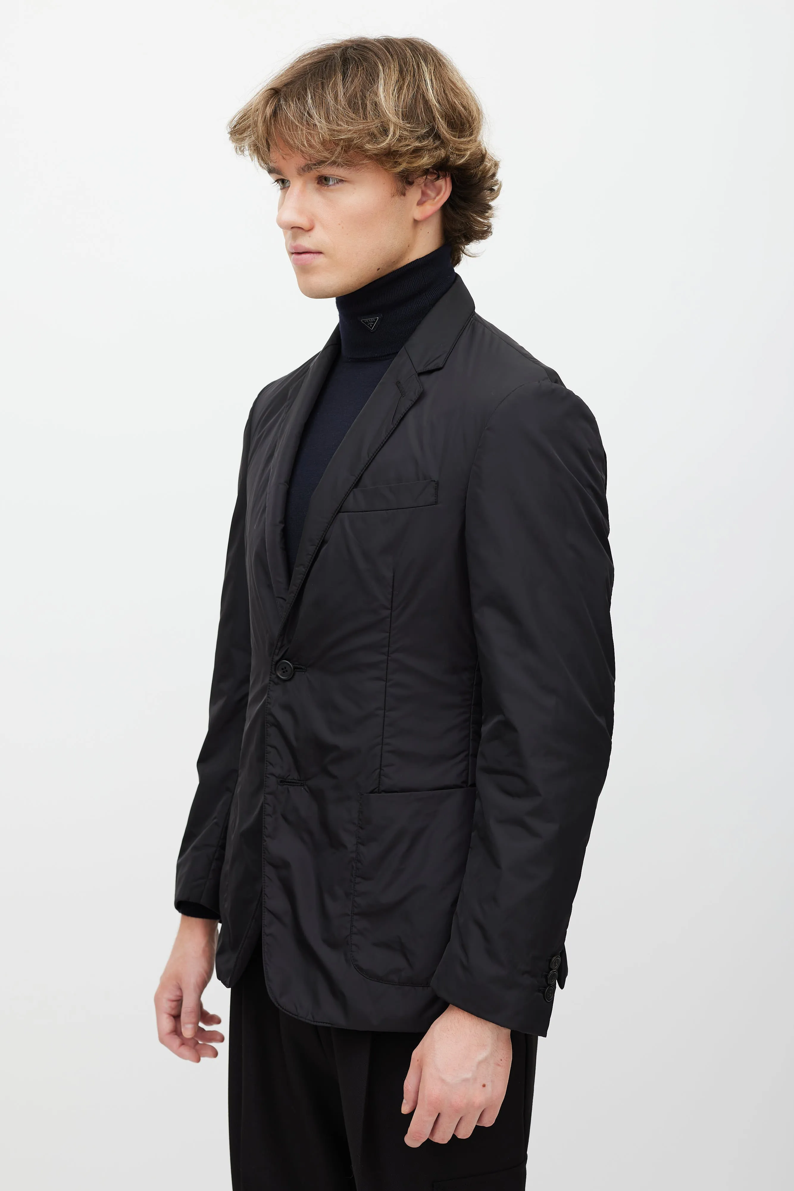 Black Nylon Padded Blazer