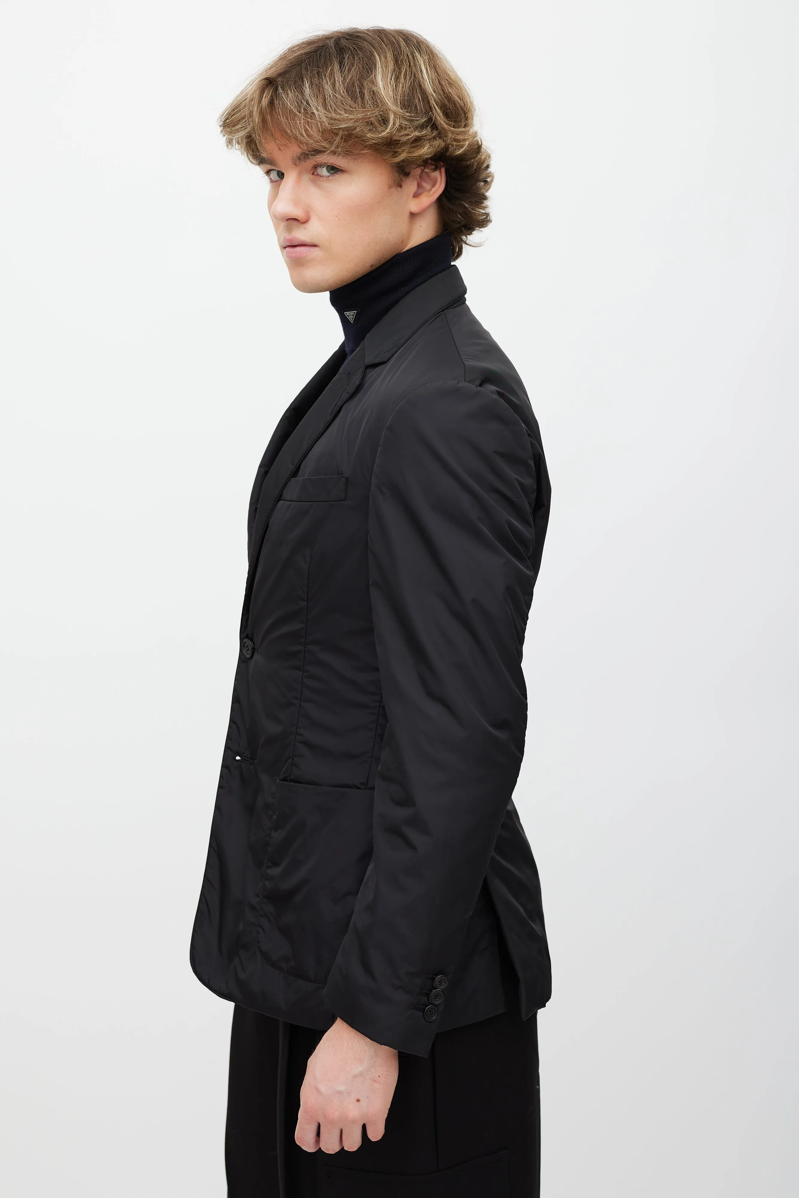 Black Nylon Padded Blazer