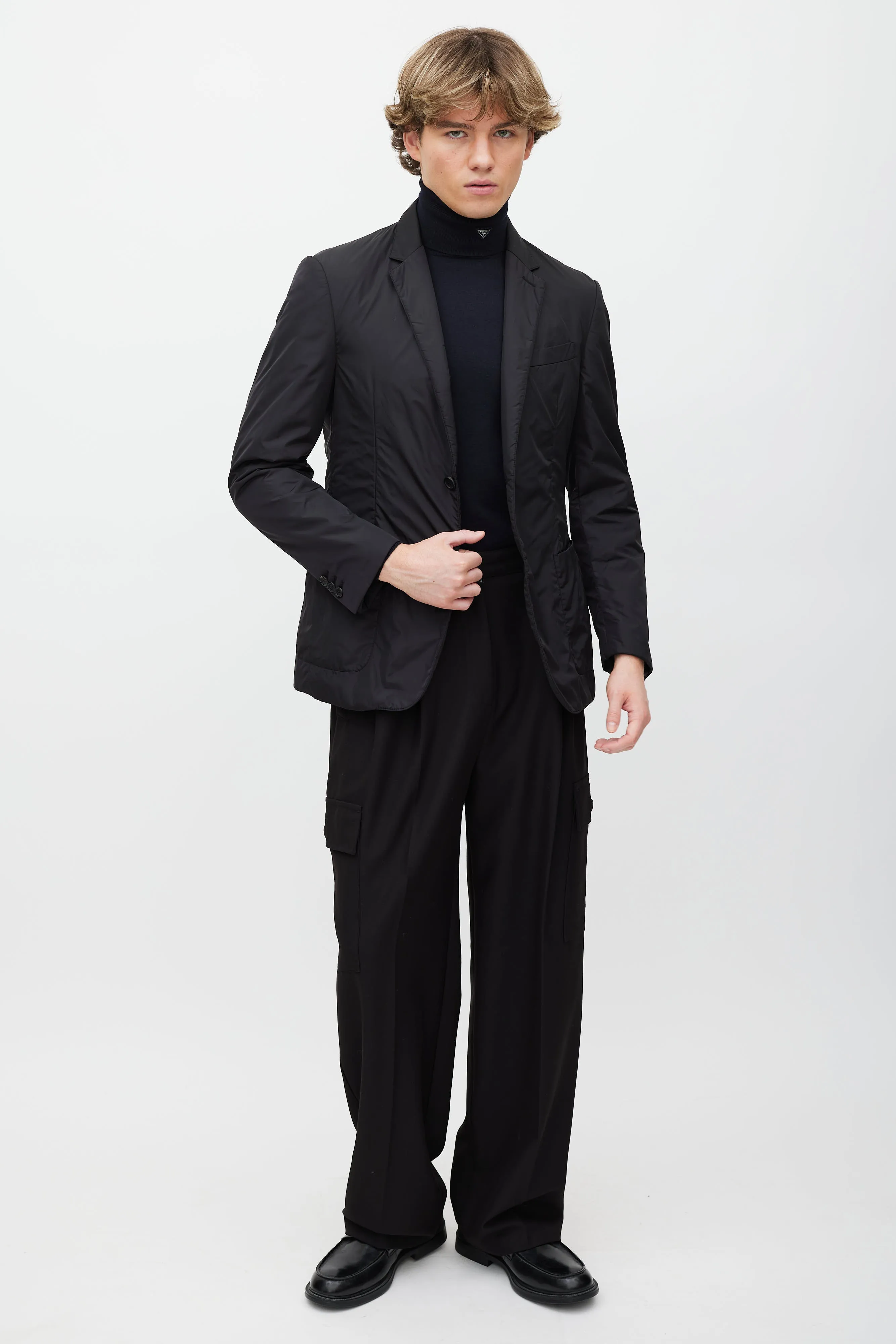 Black Nylon Padded Blazer
