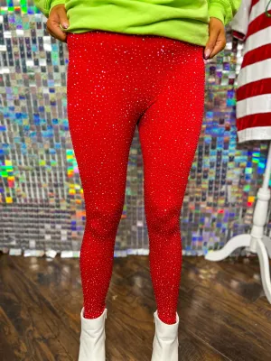 Bling Front and Back Leggings - Red