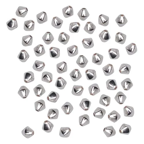 Bright Silver Plated Bicone Beads 4mm (100 pcs)