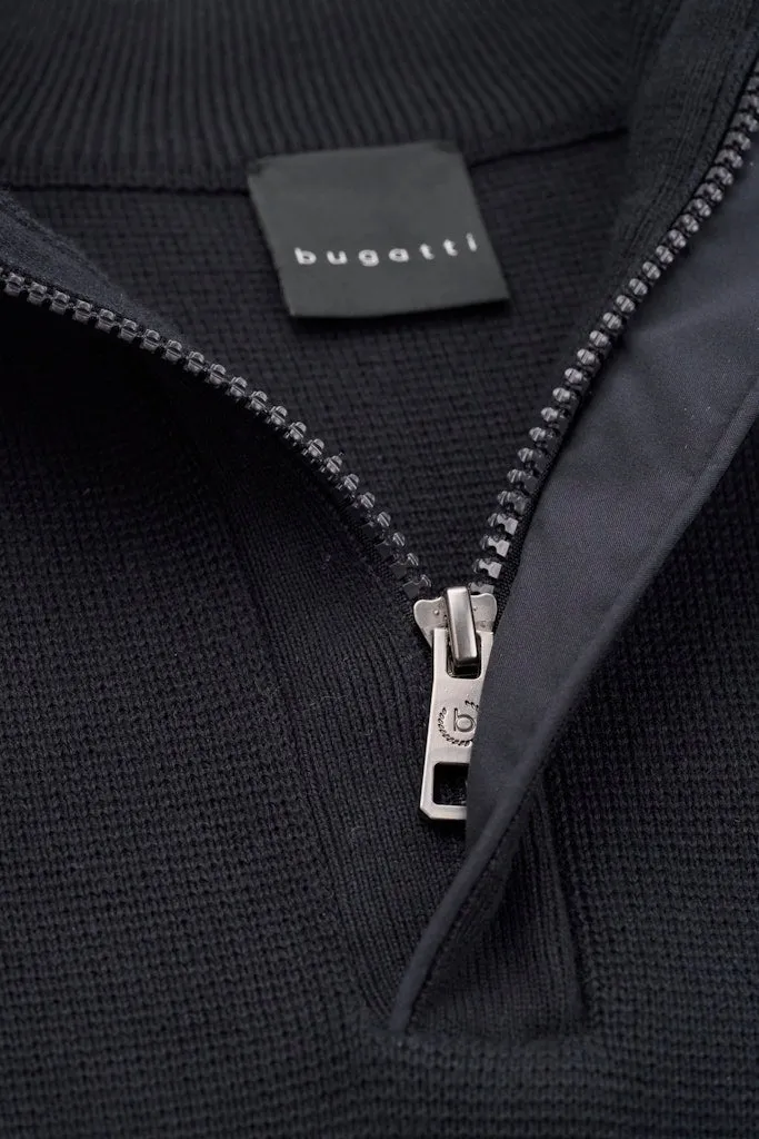 Bugatti - Half Zip Cotton Jumper, Navy