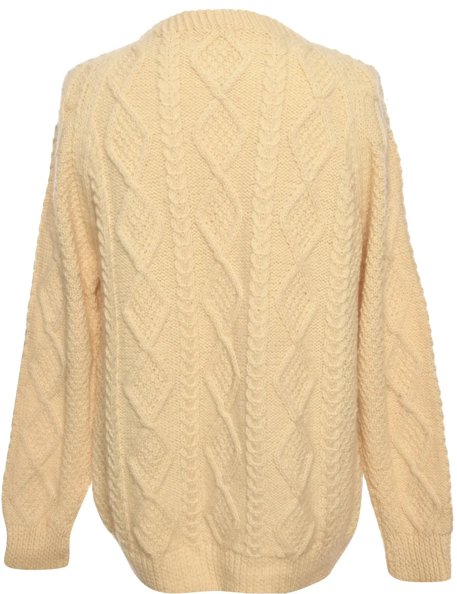 Cable Knit Cream Jumper - S