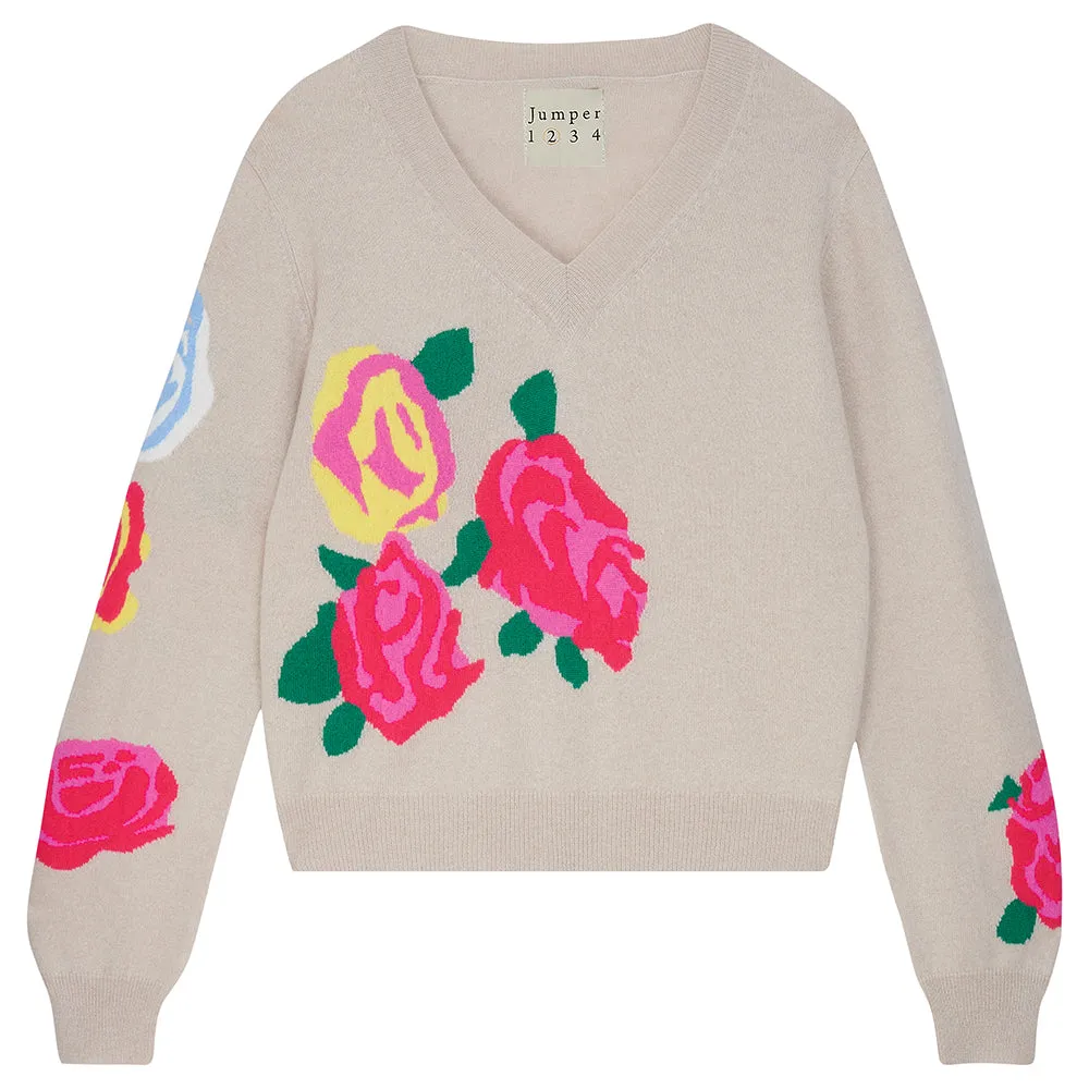 Cashmere Flower Vee in Fawn