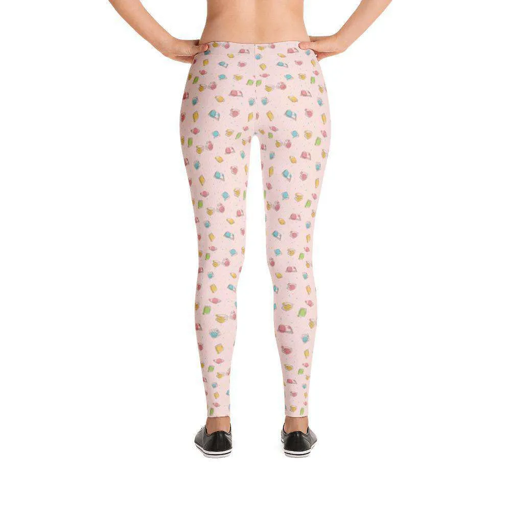 COLORFUL BOOKISH PATTERN LEGGINGS Pink