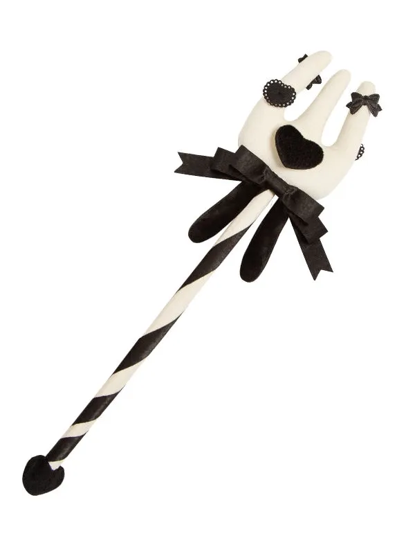 Creamy Padded Fork Wand with Black Bows and Heart-shaped Decoration