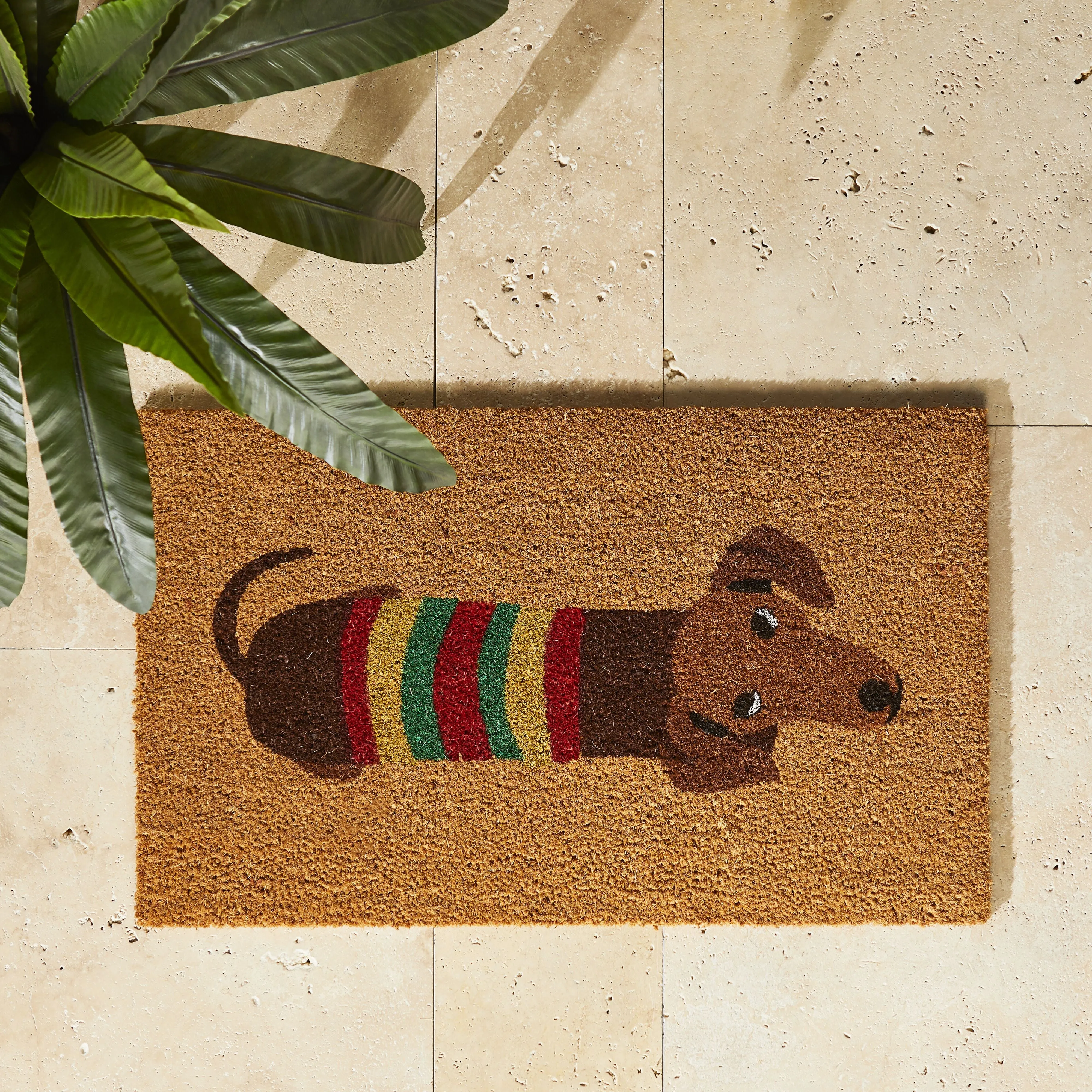 Dachshund in Jumper Coir Doormat 75x45cm