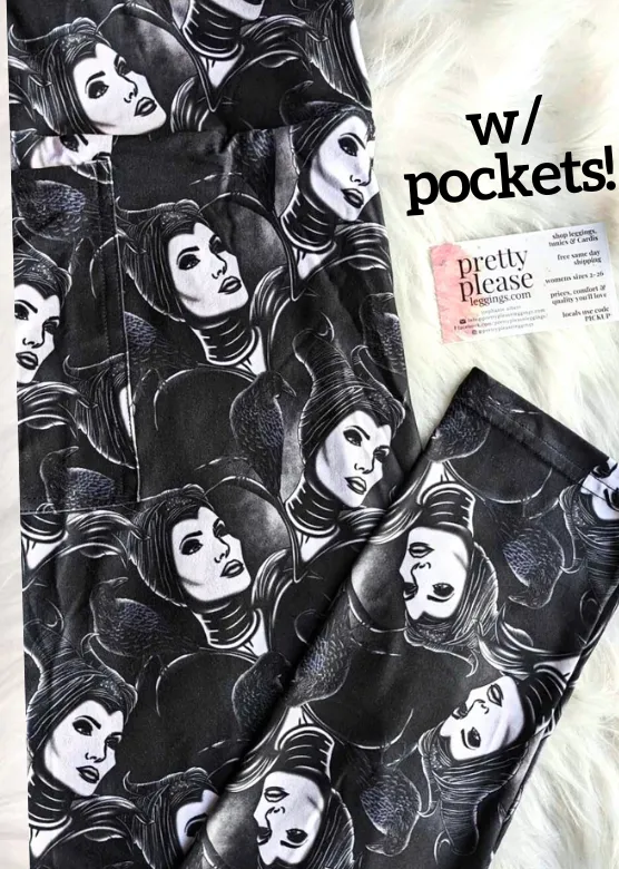 Dark Maleficent Mistress of Evil Queen Super SOFT Leggings Disney Villains plus rts
