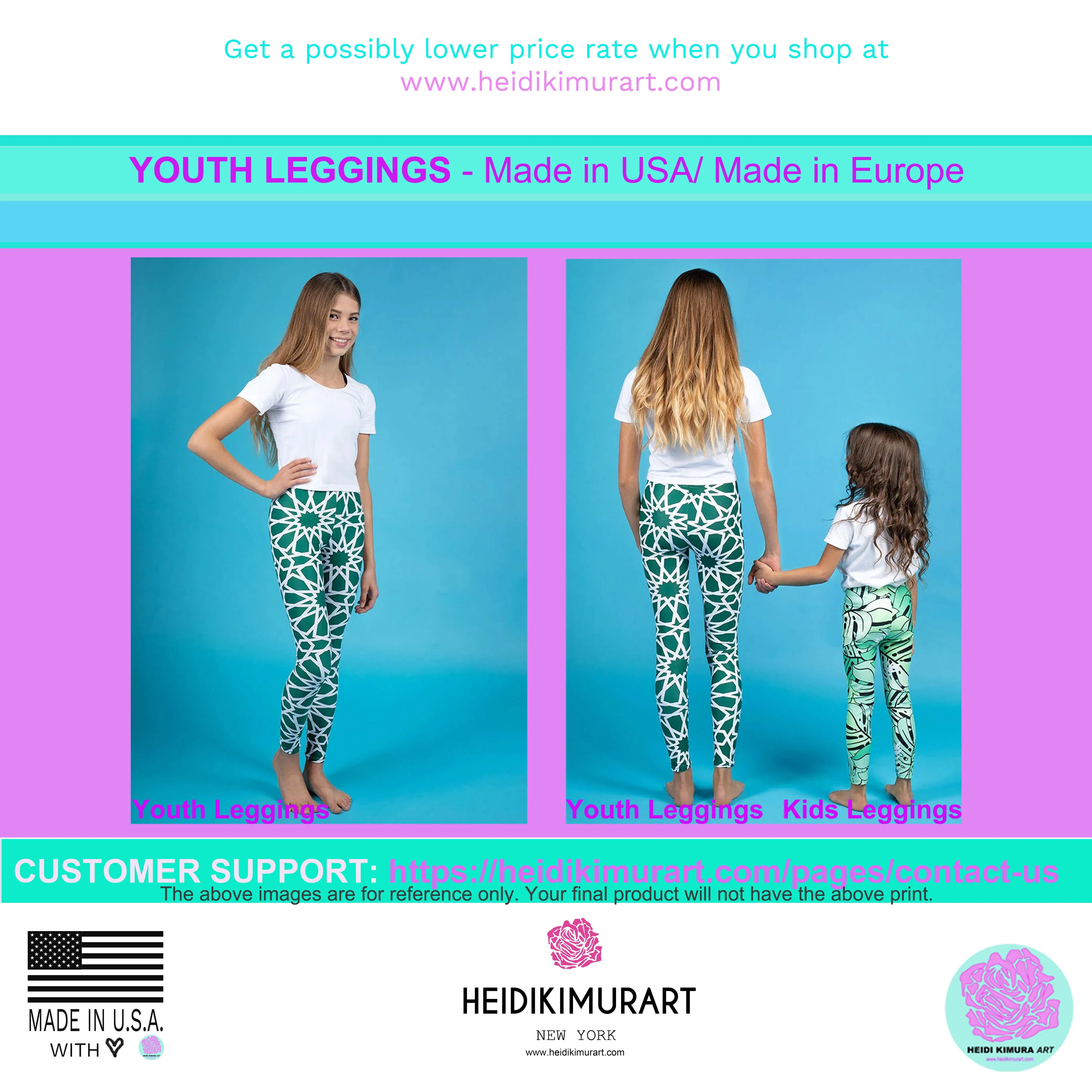 Dark Purple Girl's Tights, Solid Color Premium Youth Girl or Boy Gym Comfy Leggings - Made in USA