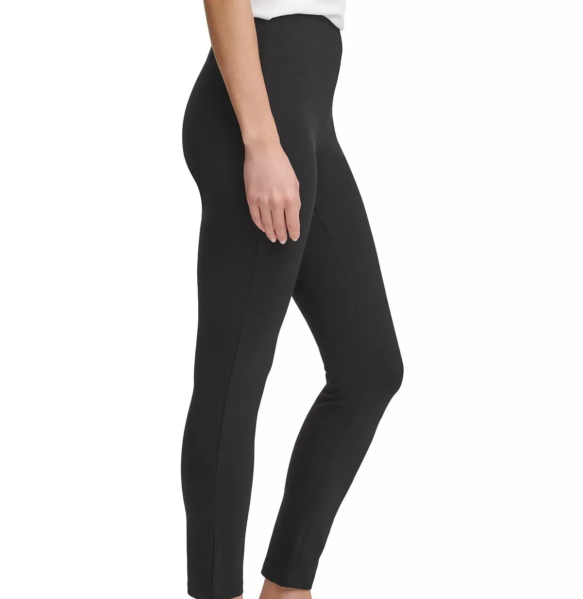 DKNY Sportswear Women's Slim Leg Pull On Ponte Ankle Pant, Black, S