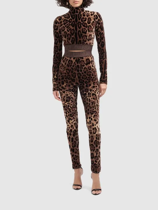Dolce&amp;Gabbana   Leopard print chenille leggings 