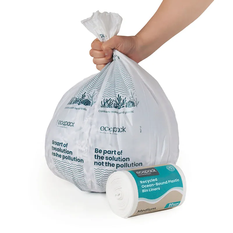 Ecopack 27L Medium Recycled Plastic Bin Liners (1 Roll/50 Bags)