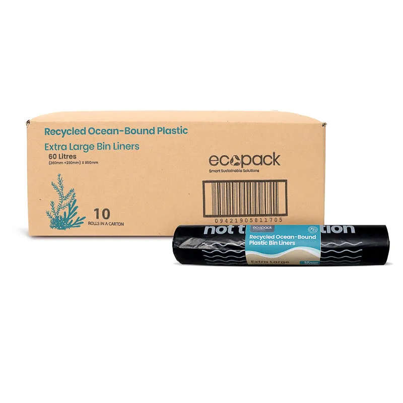 Ecopack 60L XL Recycled Plastic Garbage Bags (1 Roll/30 Bags)