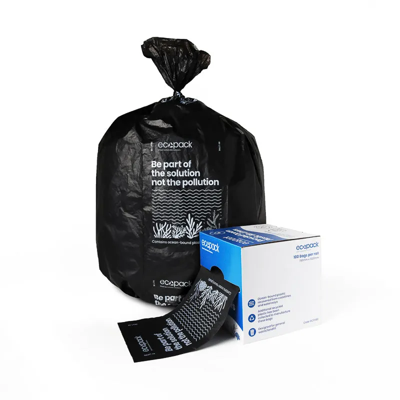 Ecopack 80L Recycled Plastic Bin Liners in Dispenser Box (1 Box/100 Bags)