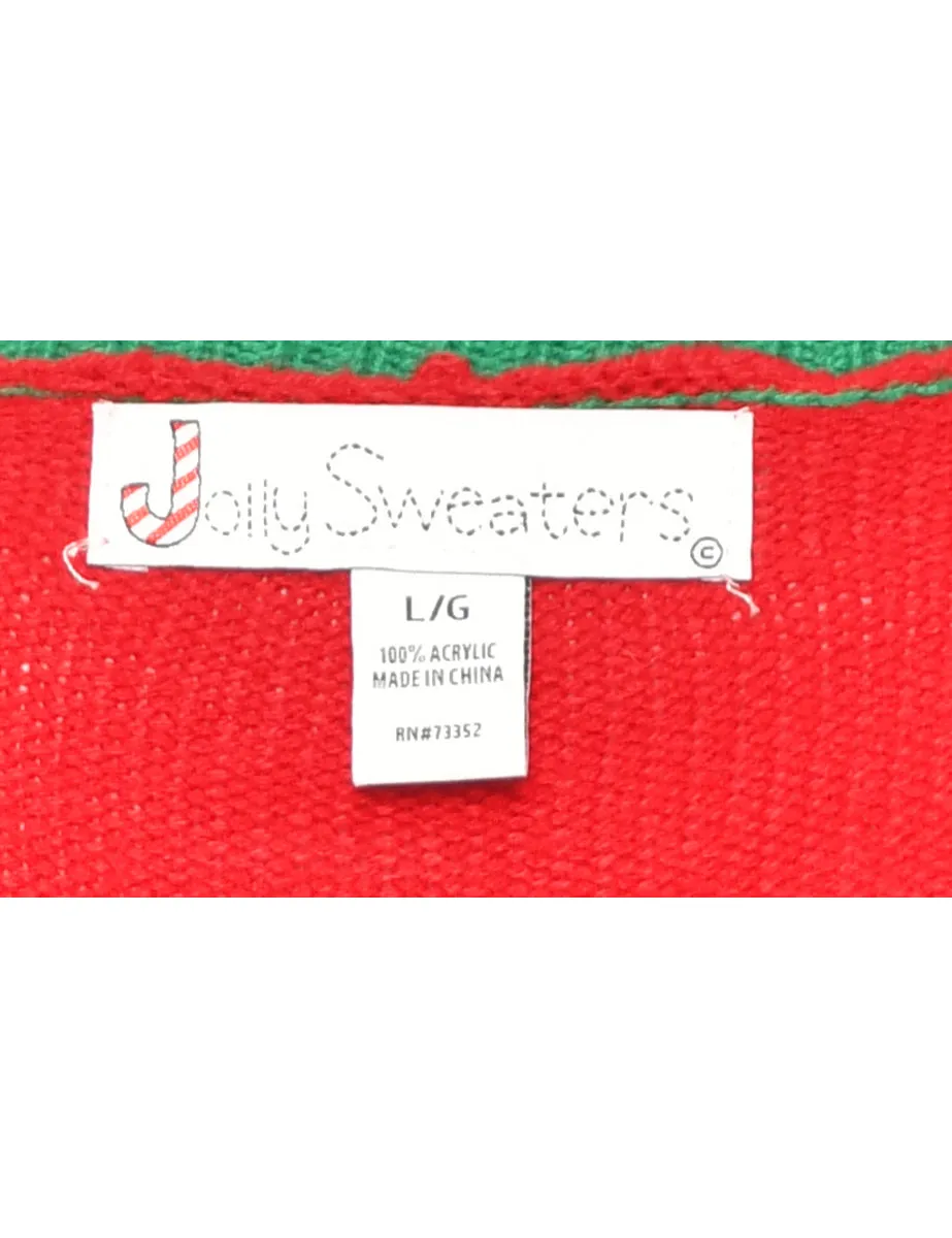 Festive Season Multi-Colour Patterned Christmas Jumper - L