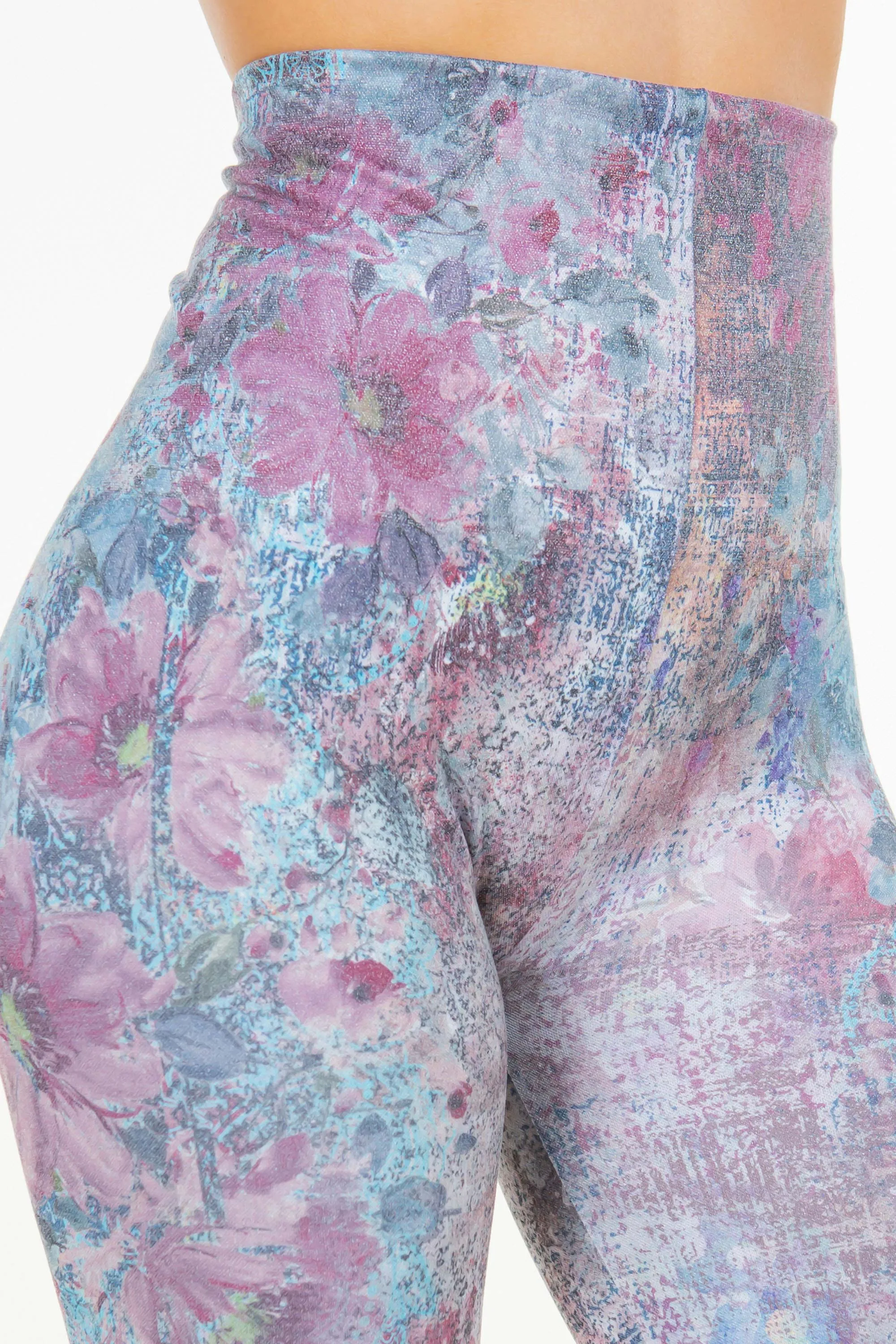 Floral Mauve Printed Leggings Cropped
