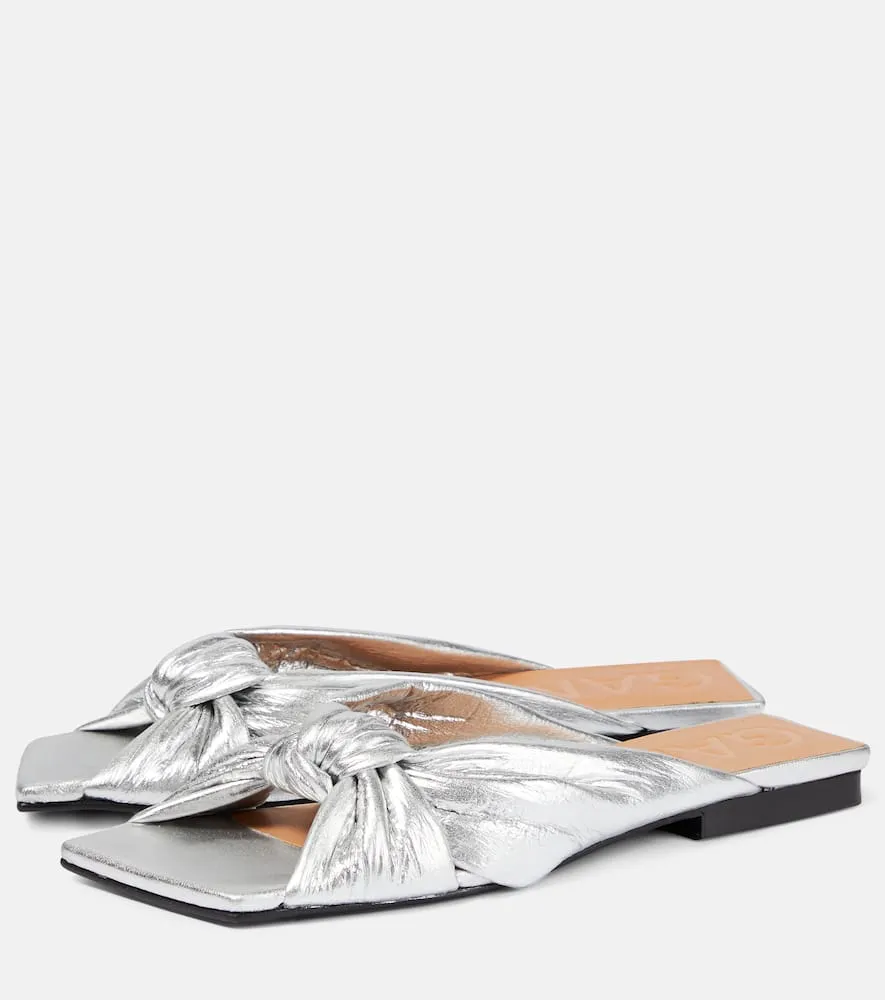 Ganni Metallic padded sandals