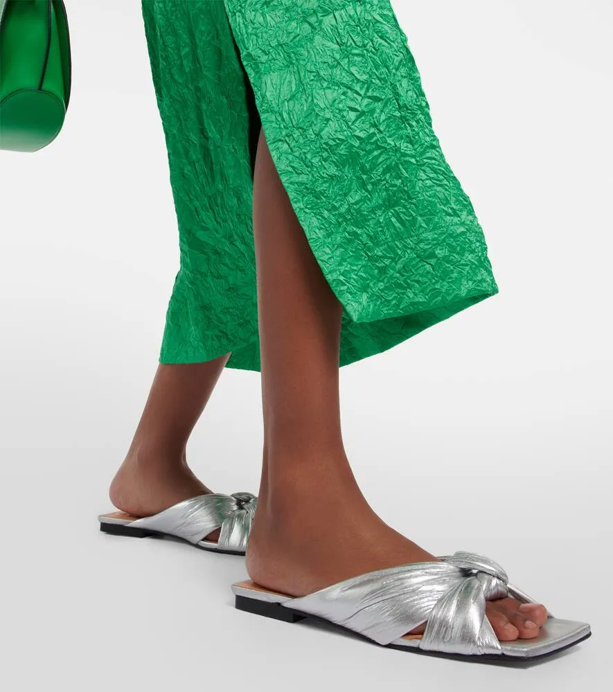 Ganni Metallic padded sandals