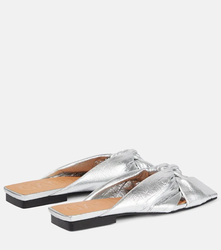Ganni Metallic padded sandals