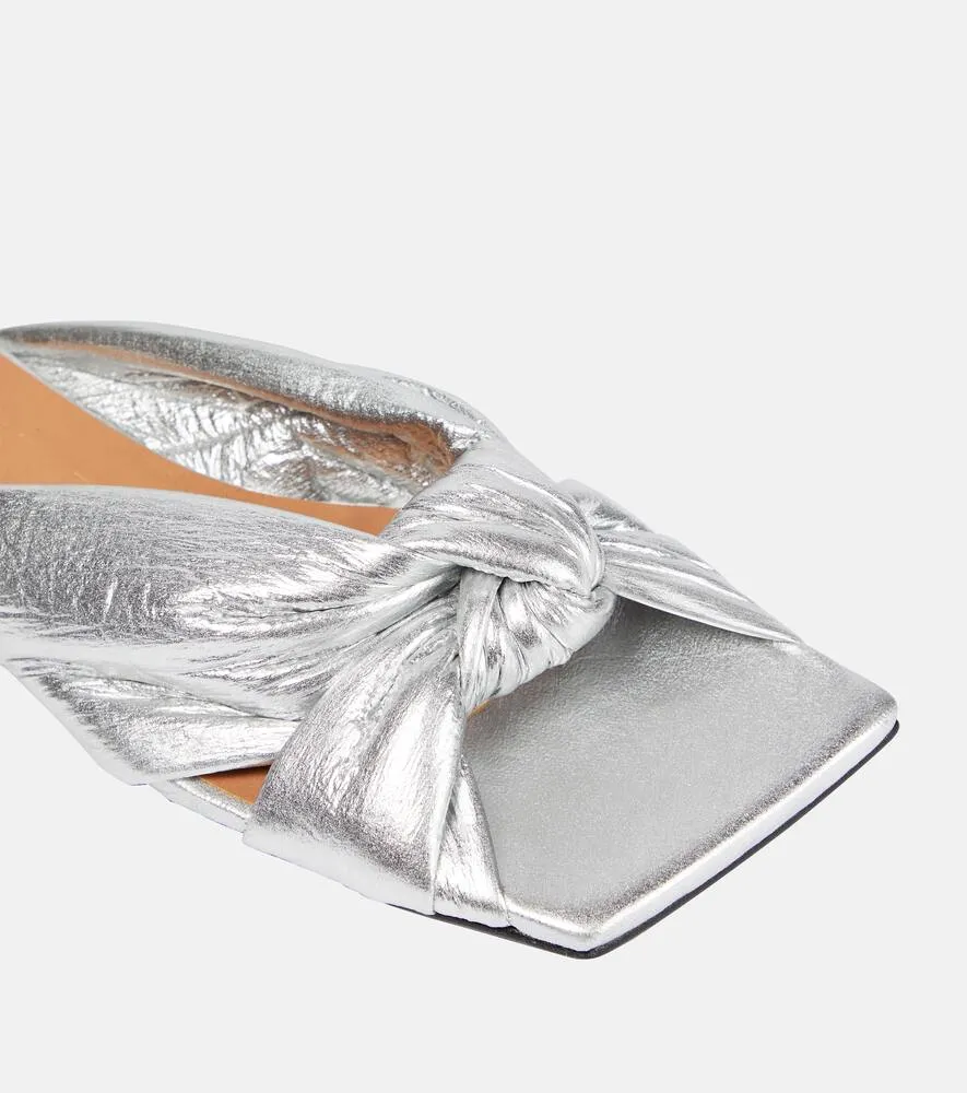 Ganni Metallic padded sandals