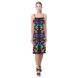 Geometric Floral Winter - Black Alcestis Slip Dress