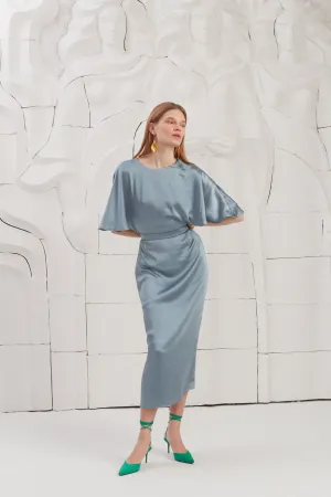 GINA blue midi dress with butterfly sleeves
