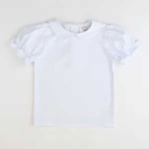 Girls Classic S/S Blouse - White Knit