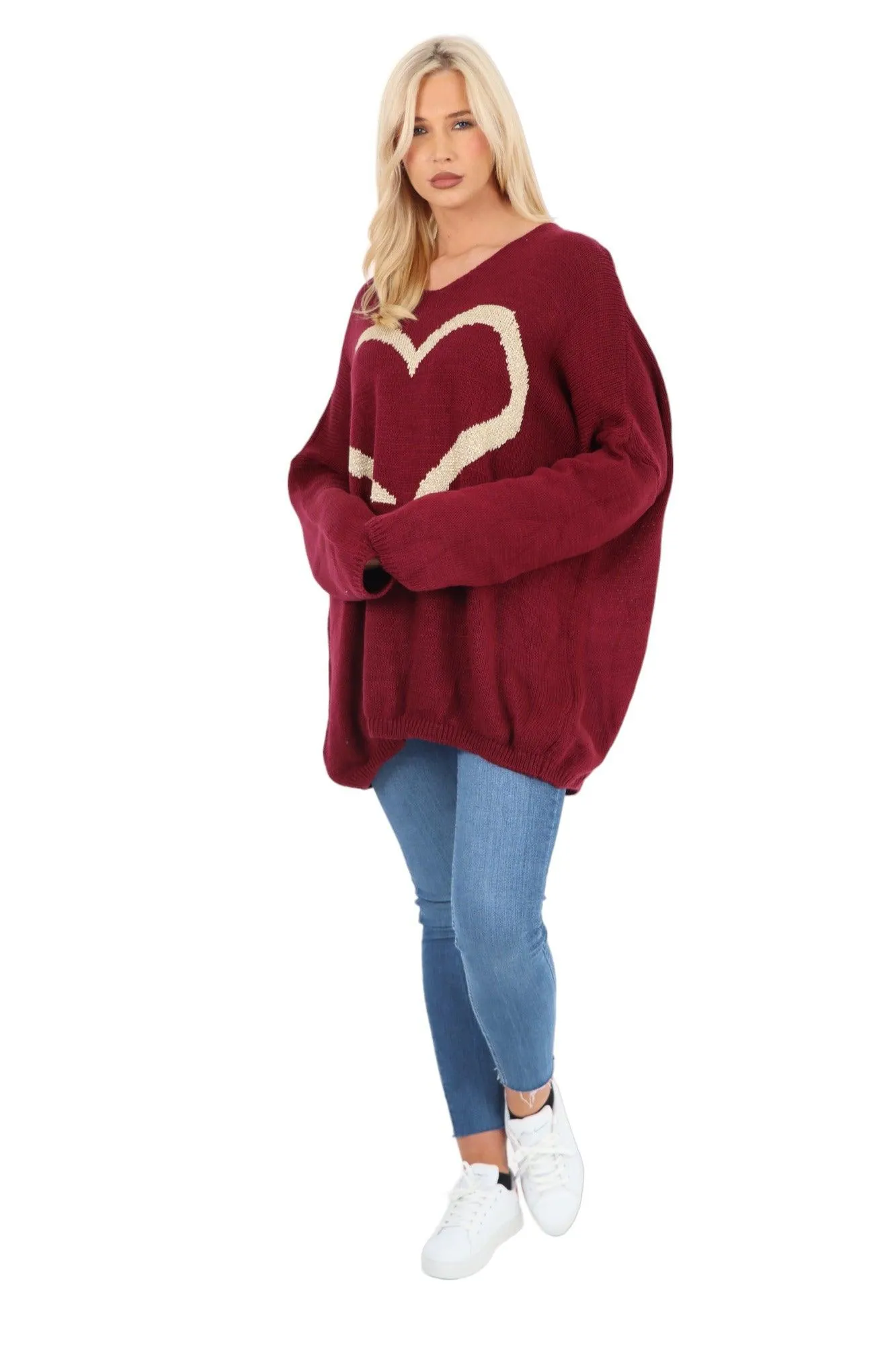 Glitter Heart Print Jumper Top