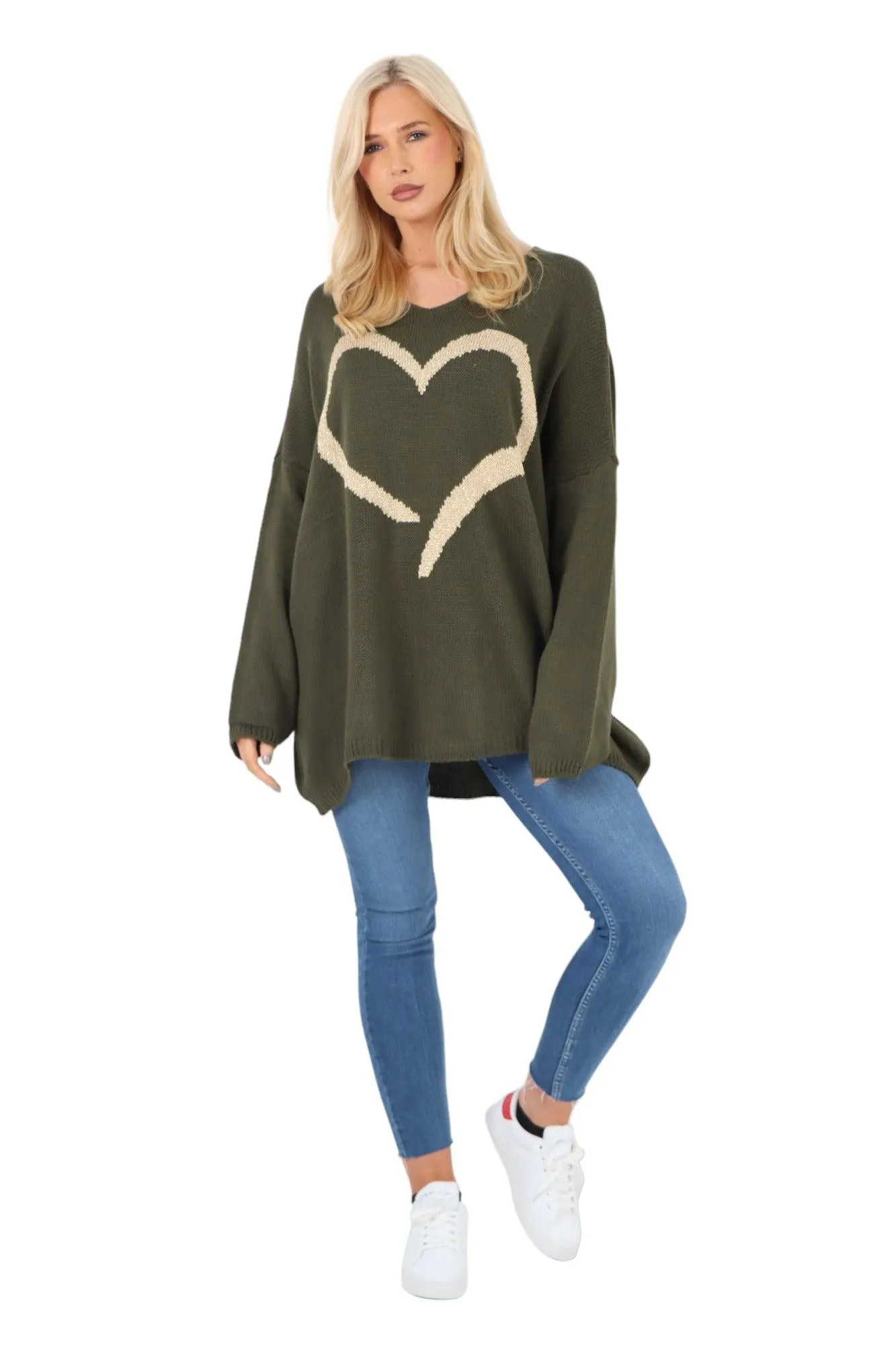 Glitter Heart Print Jumper Top