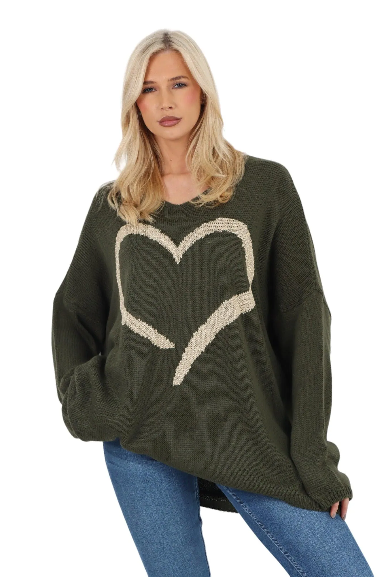 Glitter Heart Print Jumper Top