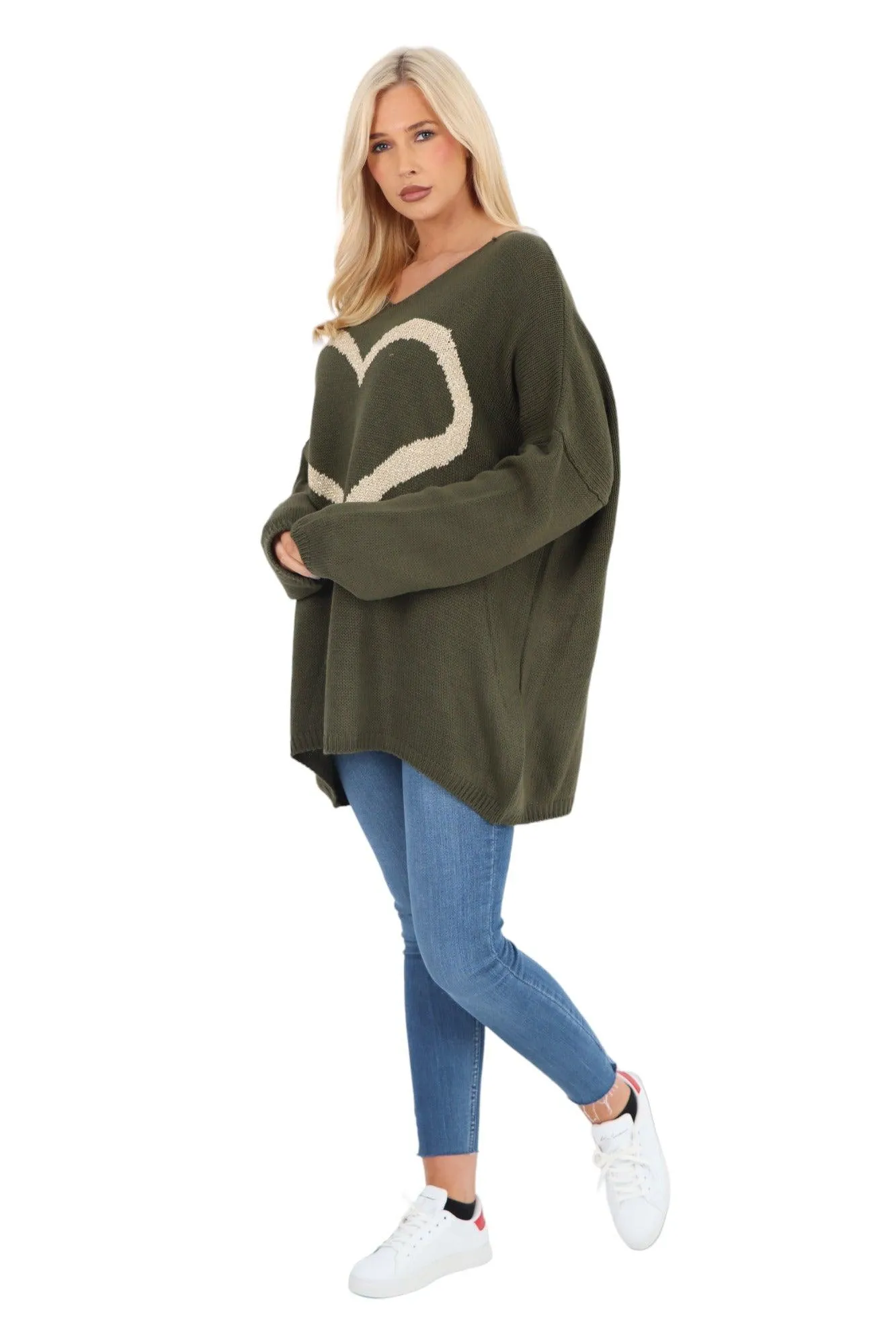 Glitter Heart Print Jumper Top
