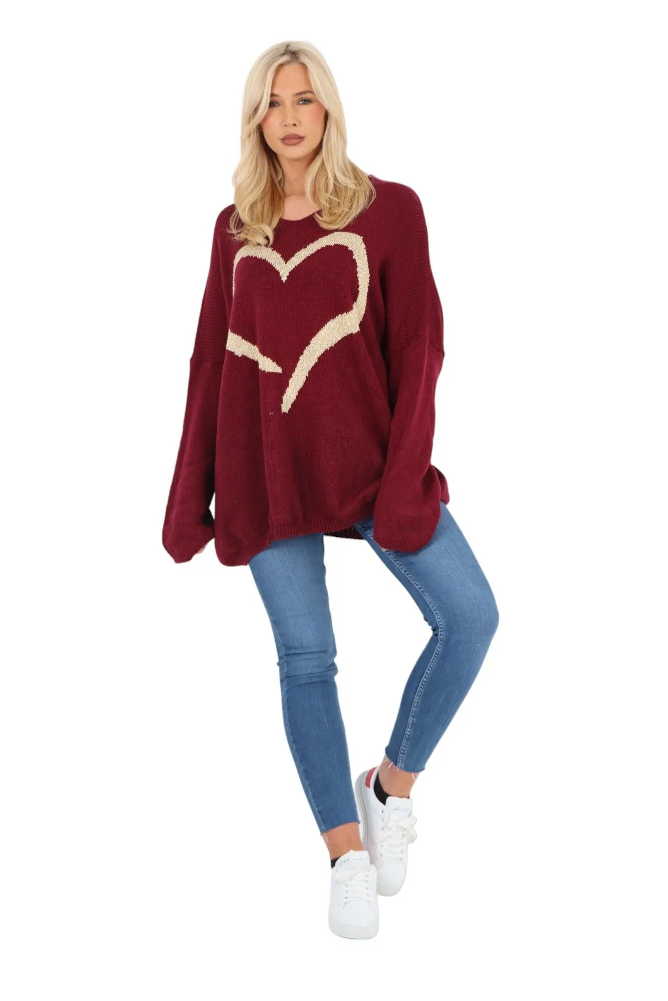 Glitter Heart Print Jumper Top