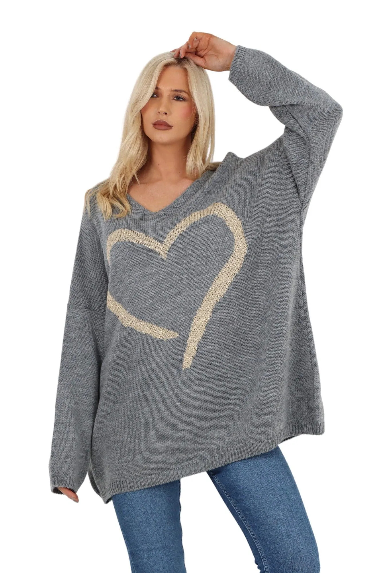 Glitter Heart Print Jumper Top