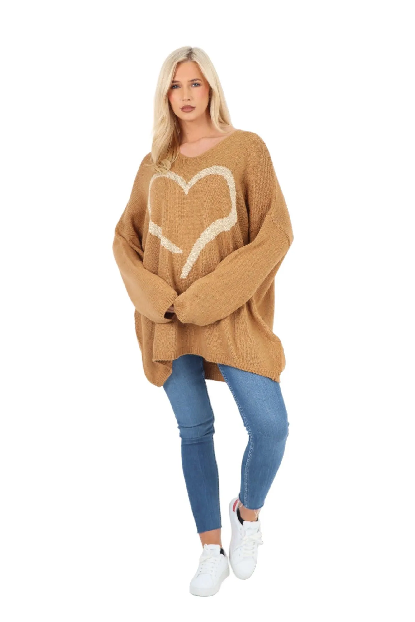 Glitter Heart Print Jumper Top