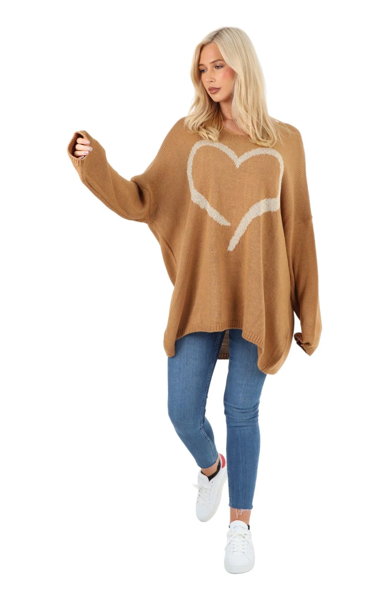 Glitter Heart Print Jumper Top