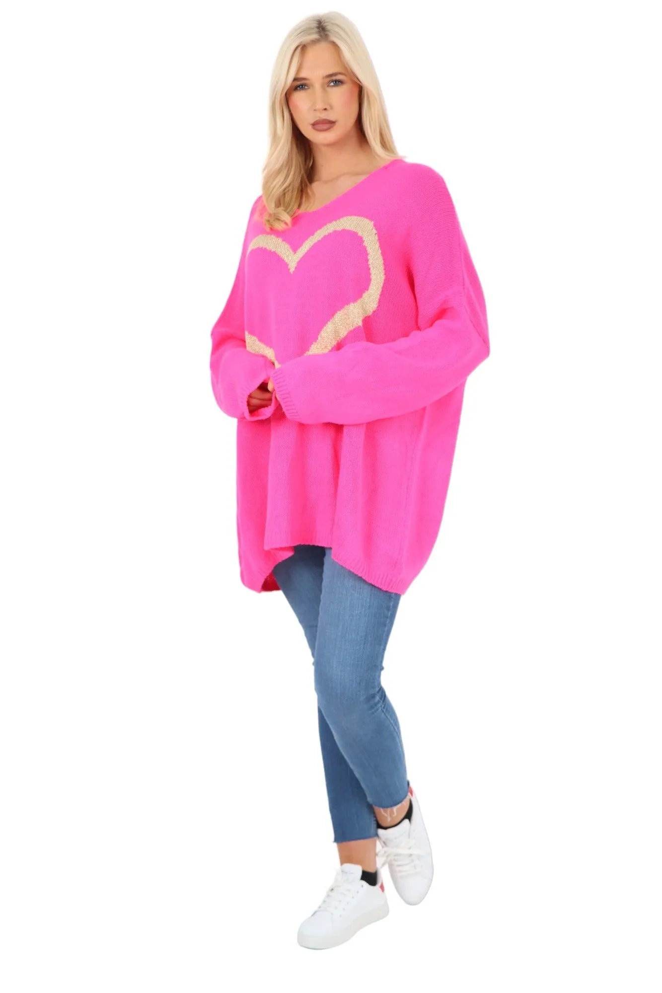 Glitter Heart Print Jumper Top